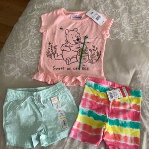 Cat & Jack Pooh T-Shirt and shorts lot 18m